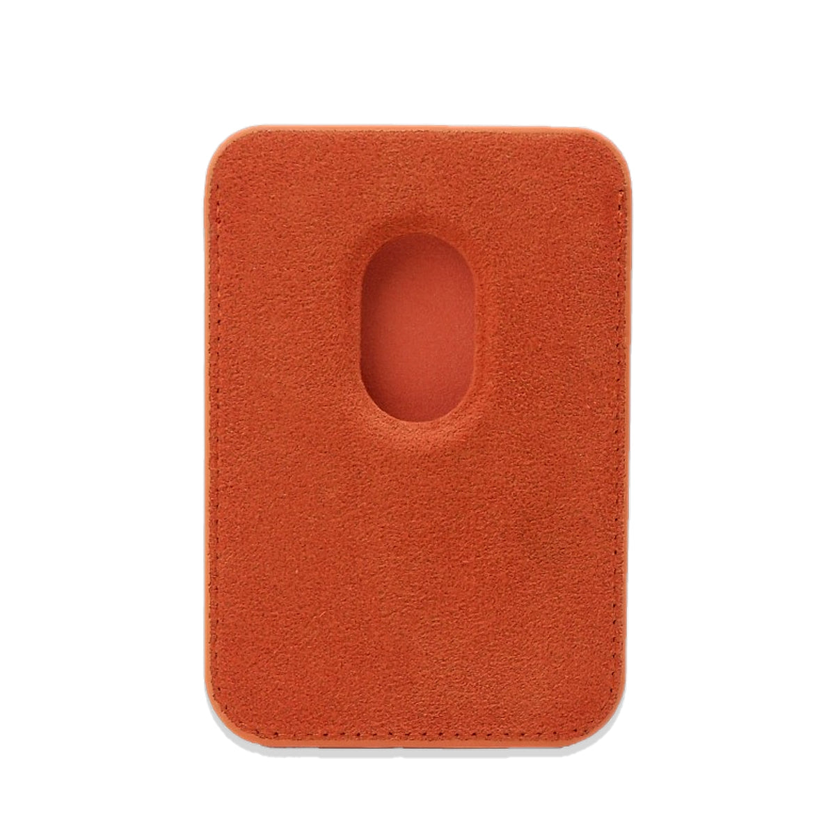 Velluto MagSafe Wallet in Orange, inner side with the thumb cutout